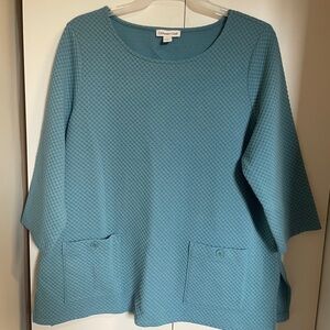 Bundle (2) Coldwater Creek Women's Textured Tunics in Blue and Black